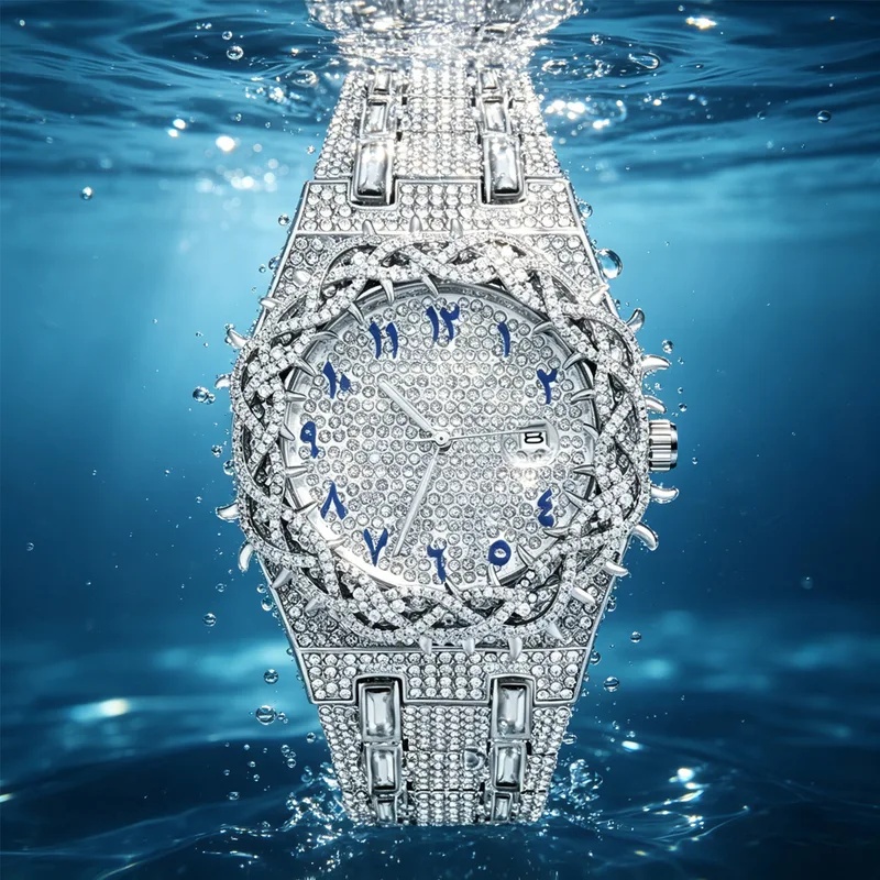 Luxury Watch Iceberg - Buzlu ve Işıltılı Erkek Quartz Saat,